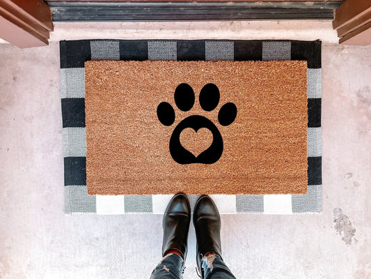 Heart Dog Print Doormat