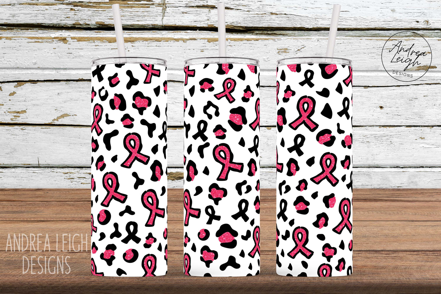 Leopard Breast Cancer Ribbon Tumbler