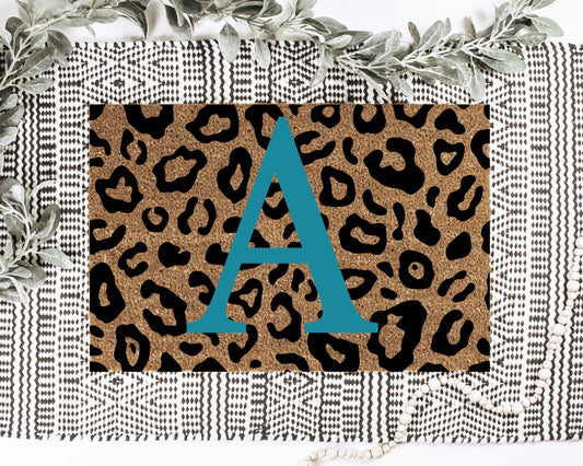 Leopard Monogram Personalized Doormat