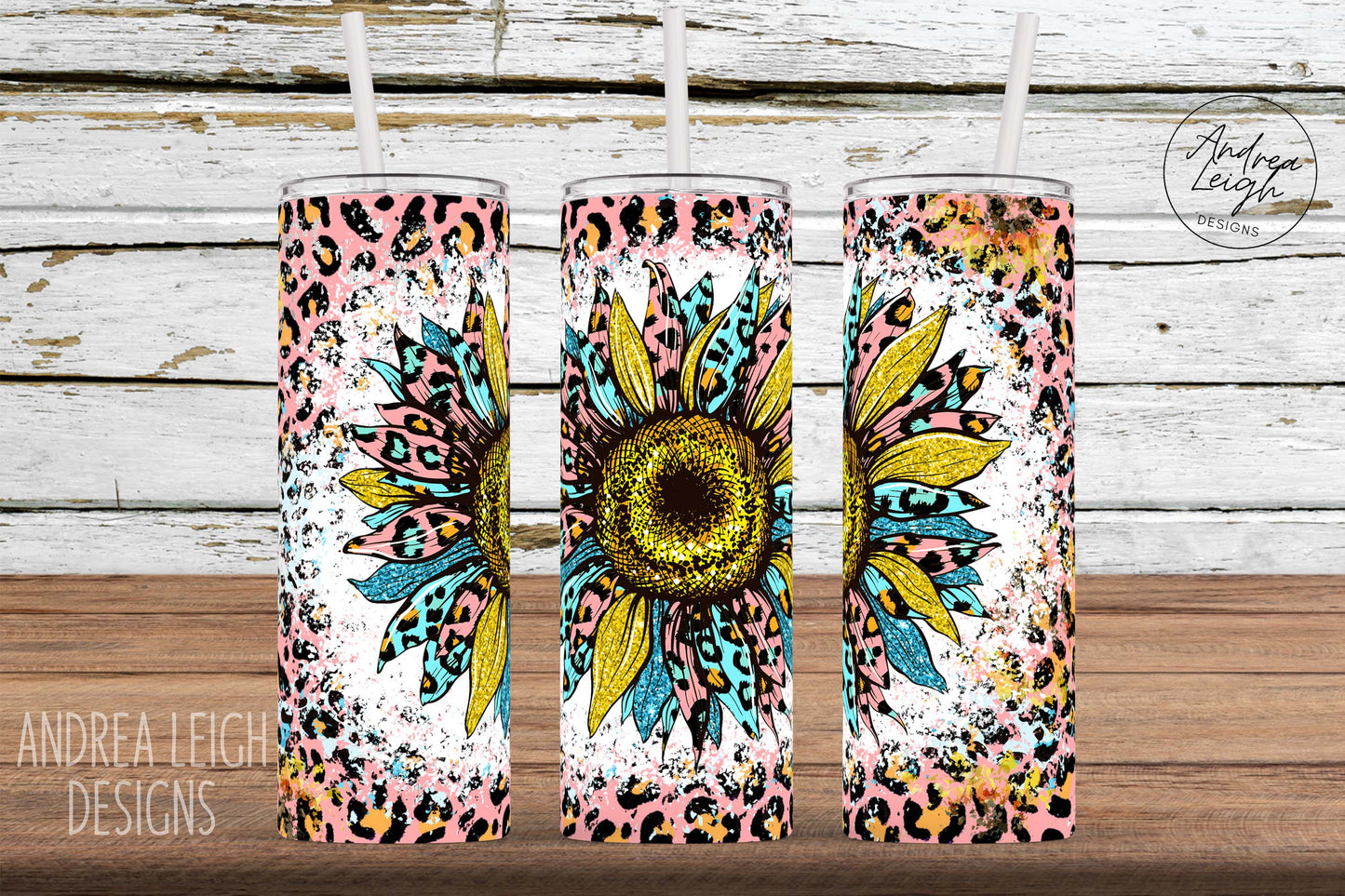 Leopard Pink Sunflower Tumbler