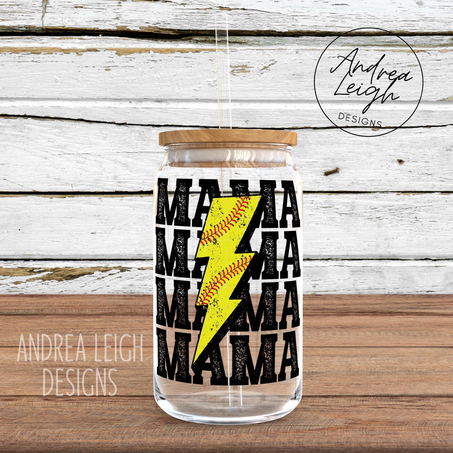 Mama Softball Sublimation Glass Can