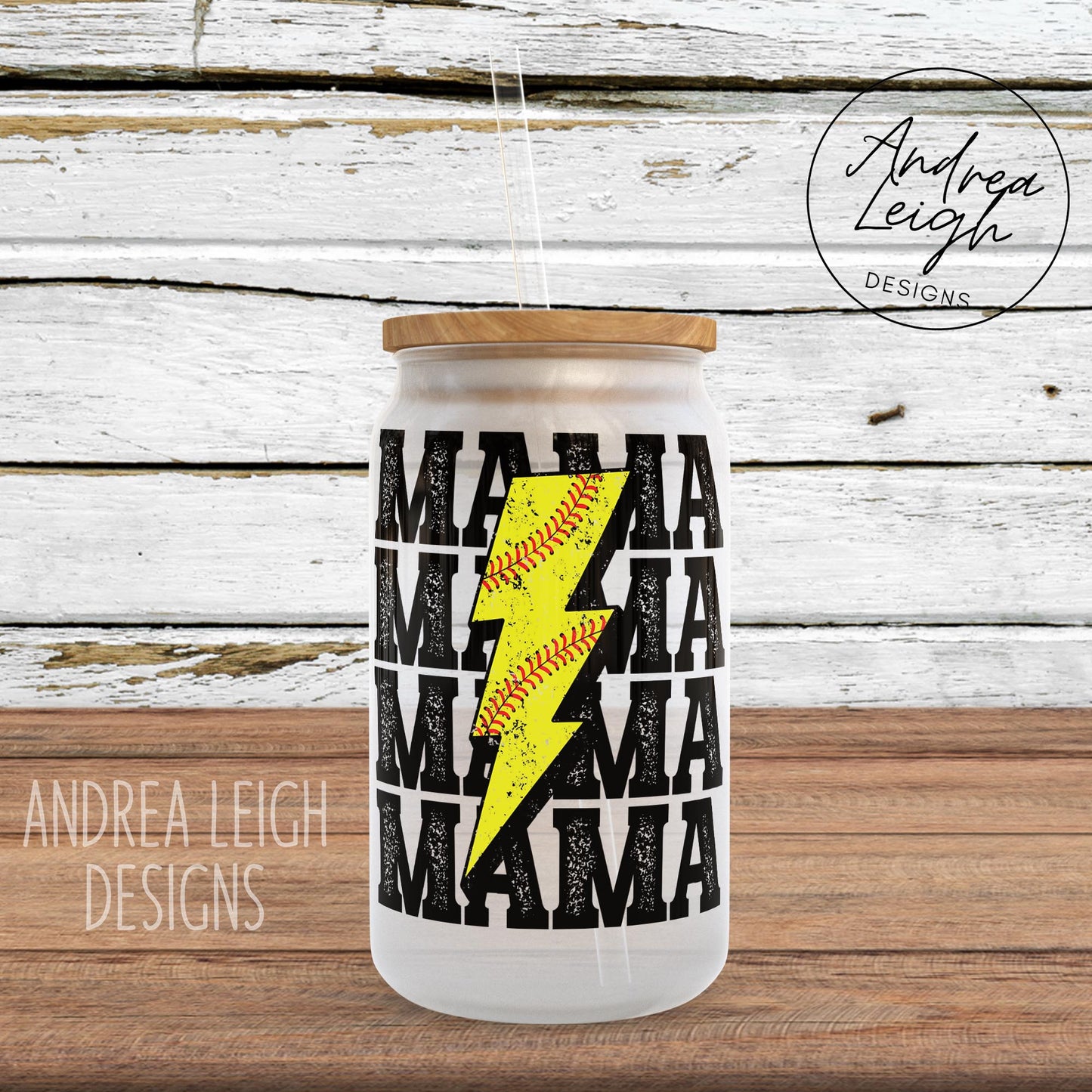 Mama Softball Sublimation Glass Can