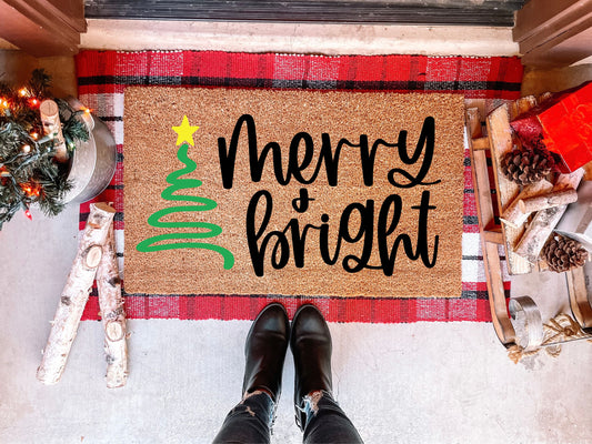 Merry & Bright Christmas Tree Doormat