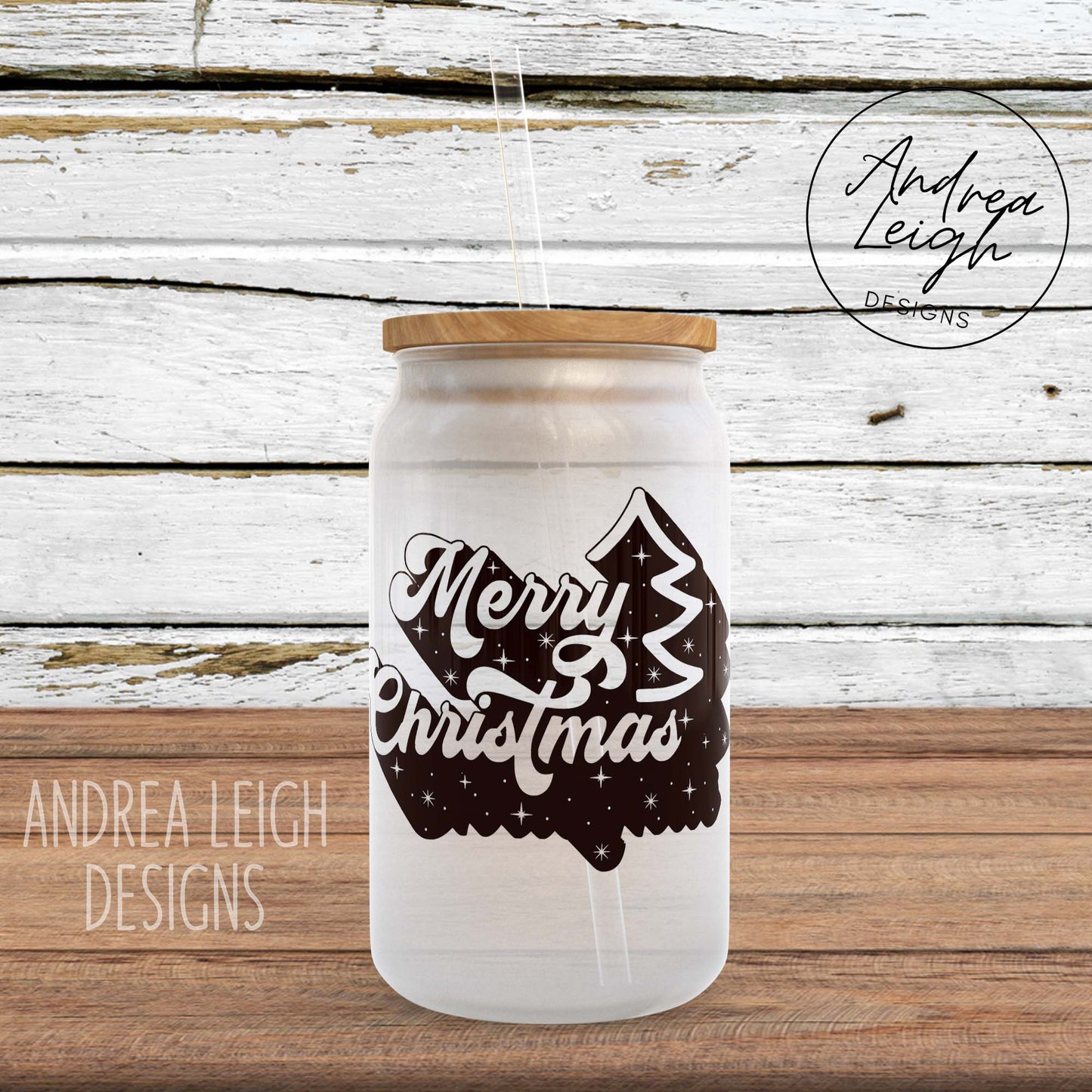Merry Christmas Retro Sublimation Glass Can