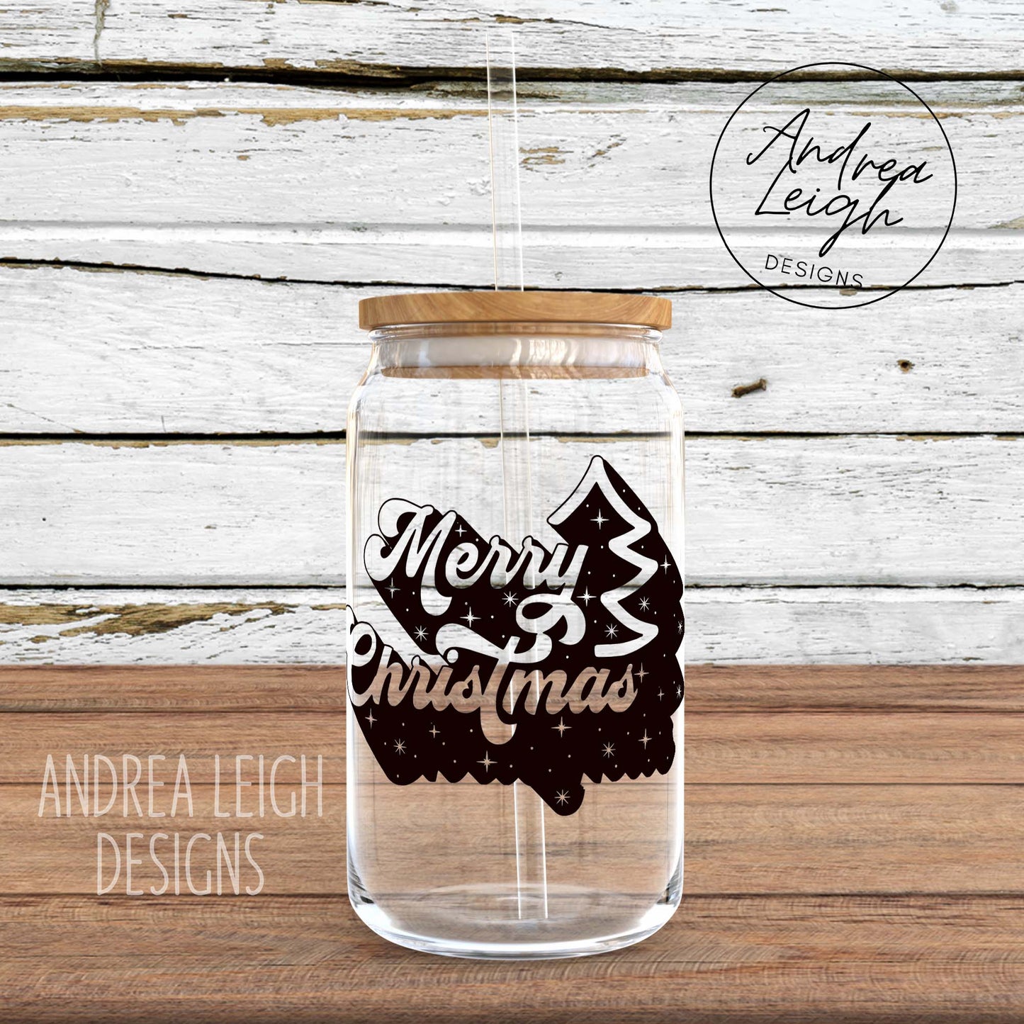 Merry Christmas Retro Sublimation Glass Can