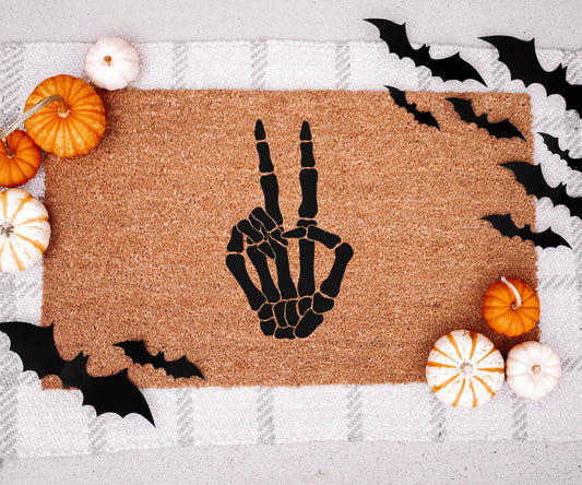 Peace Skeleton Hand Doormat