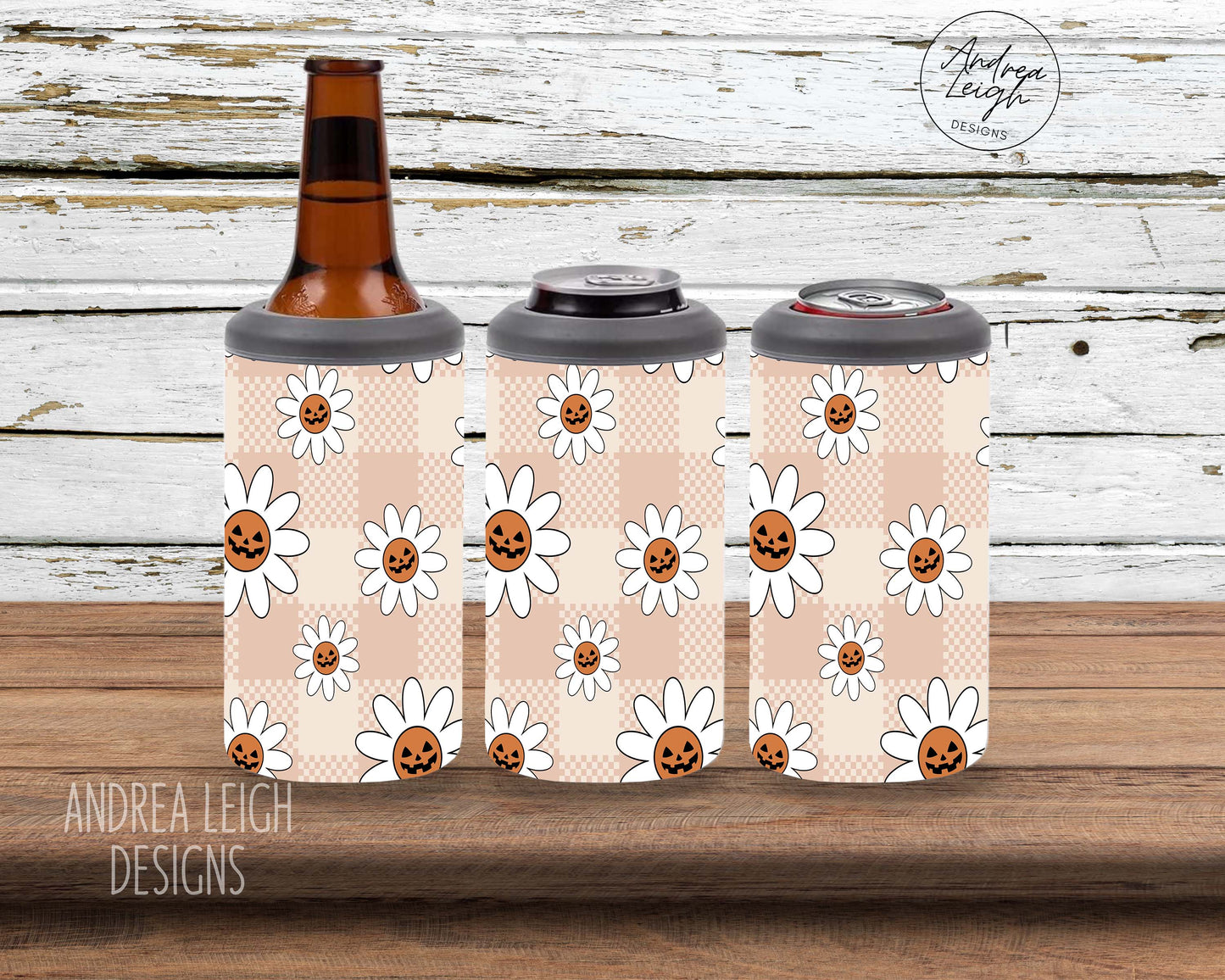 Jack-O-Latern Flower 4 in 1 Can Cooler