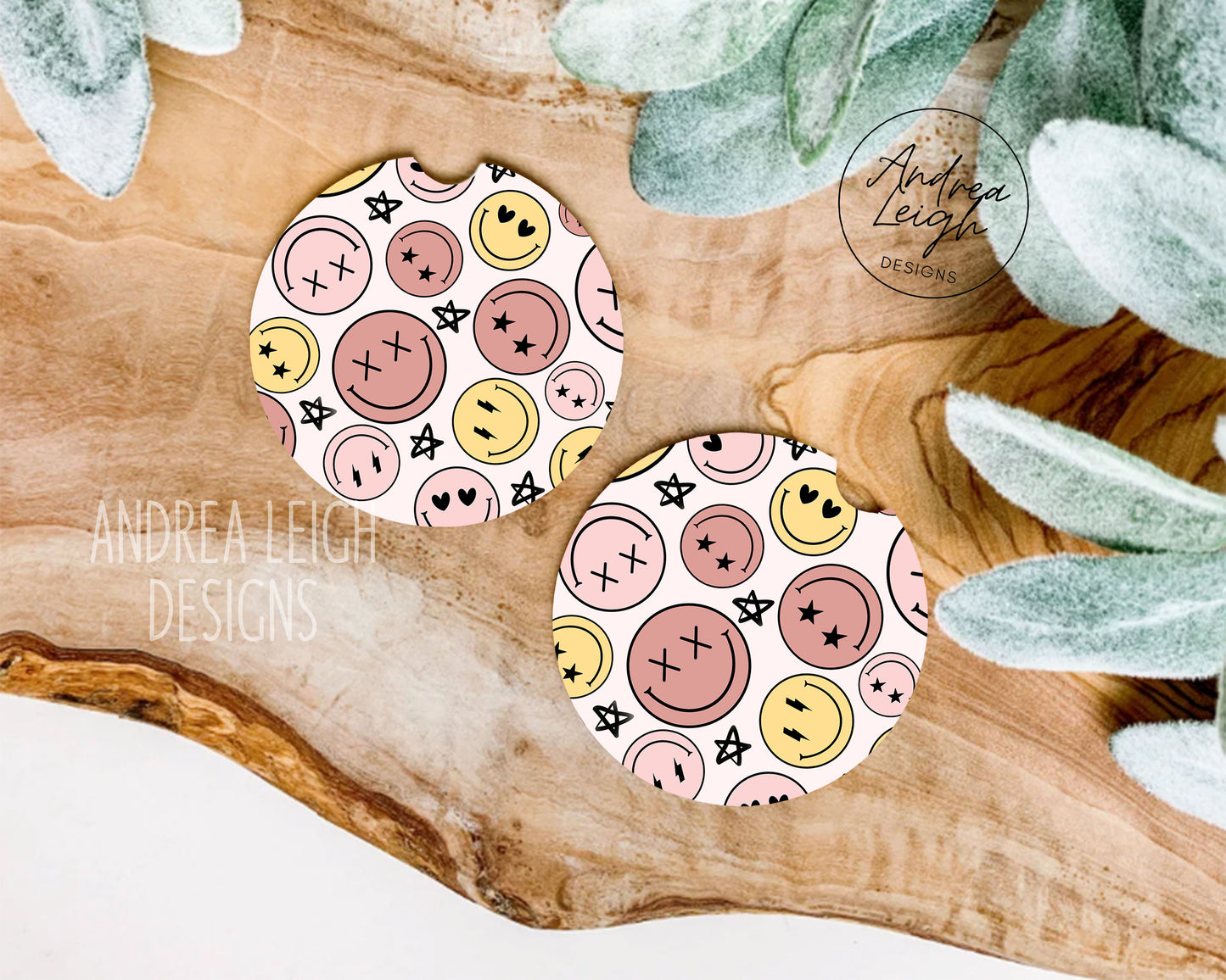 Retro Smiley Face Car Coaster