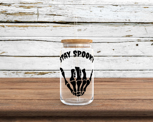 Stay Spooky Sublimation Glass Can