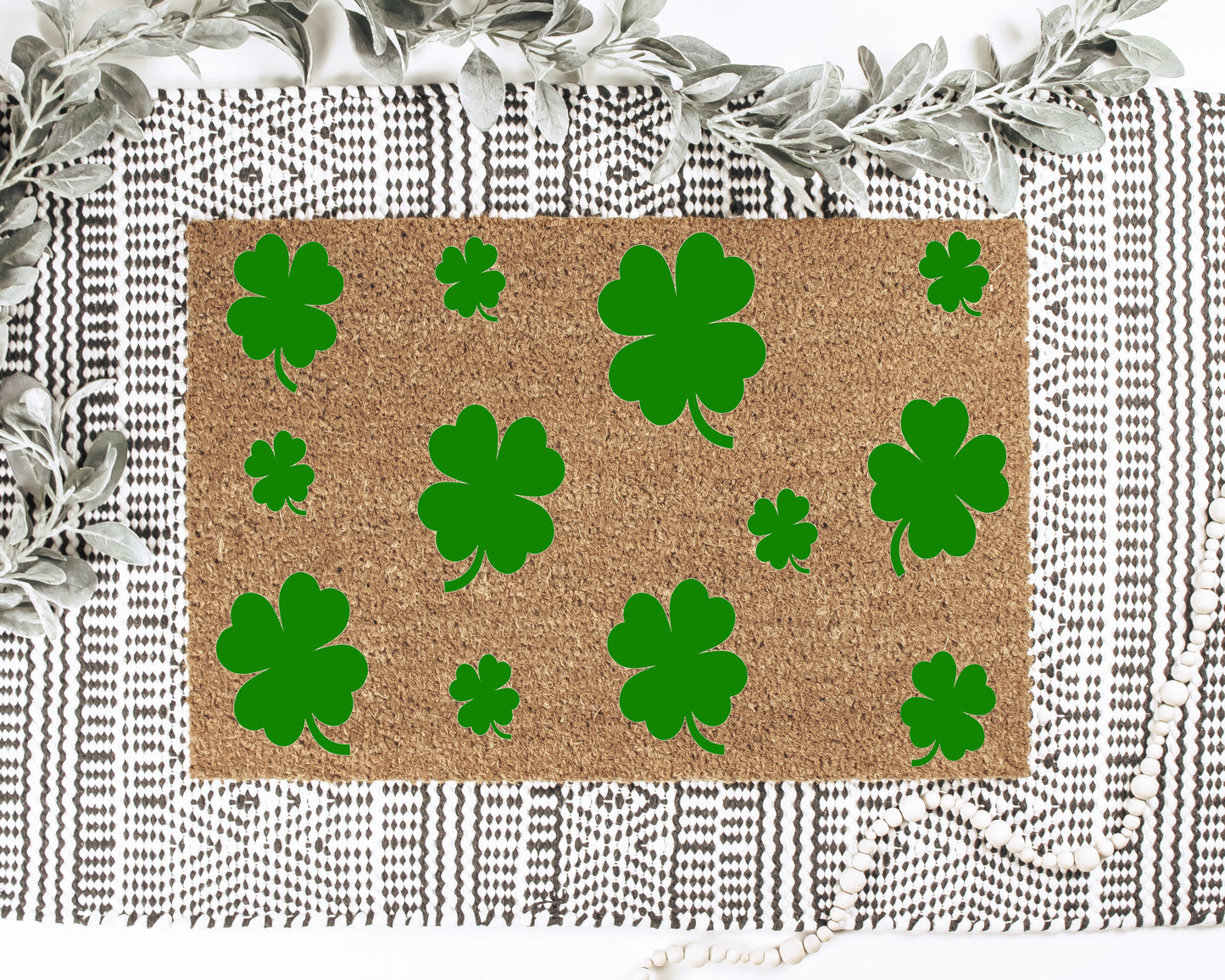 Shamrock 4 Leaf Clovers Doormat