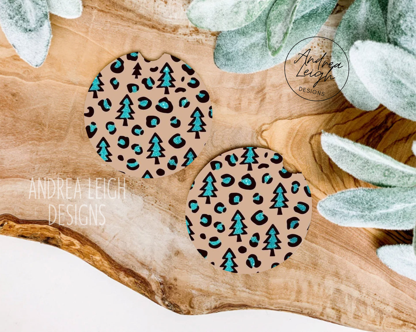 Turquoise Christmas Car Coasters