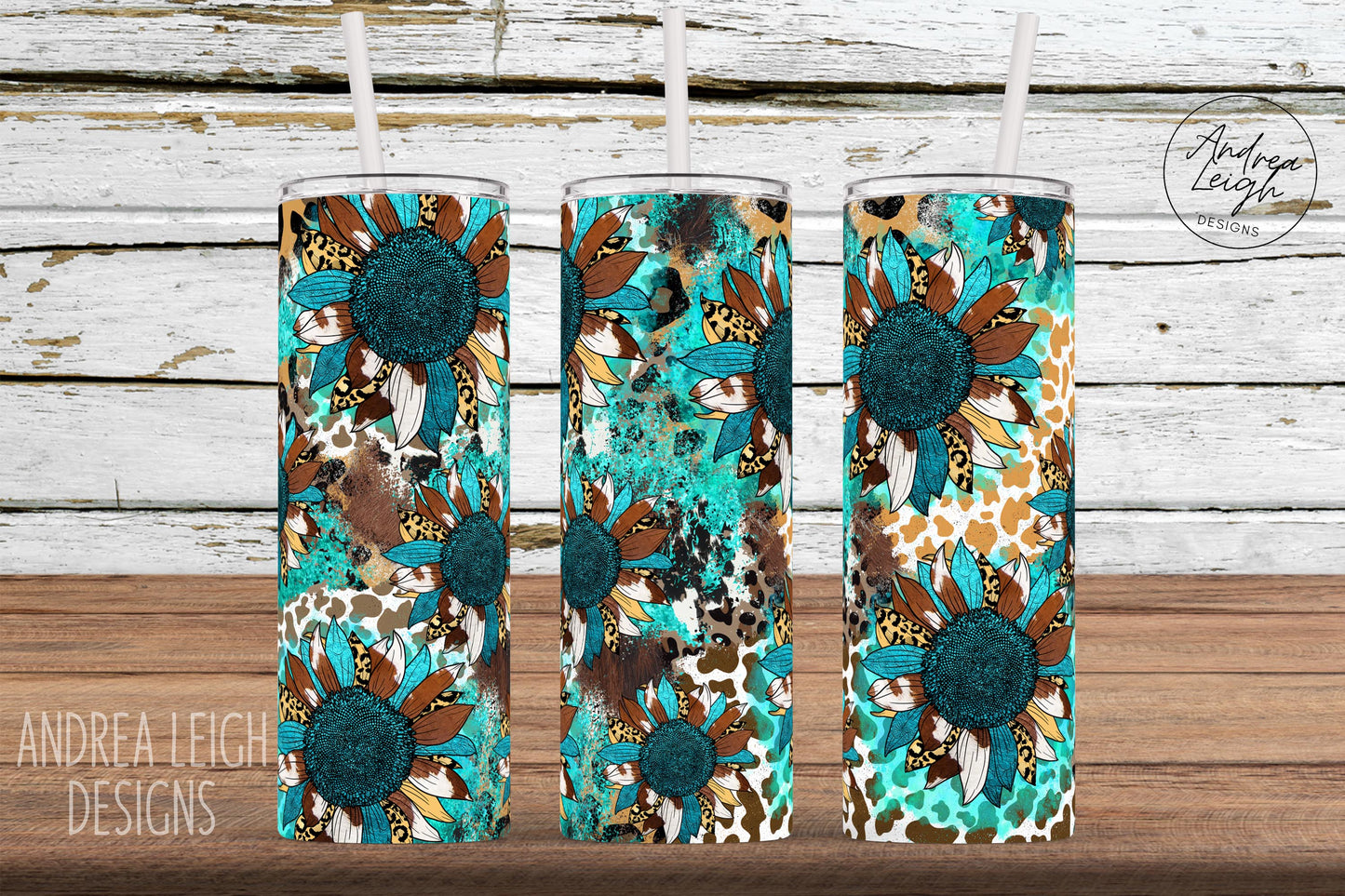 Turquoise Sunflower Tumbler