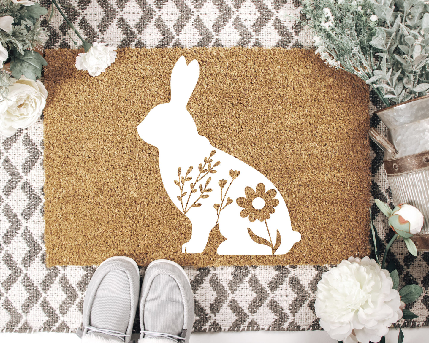 Floral Bunny Doormat