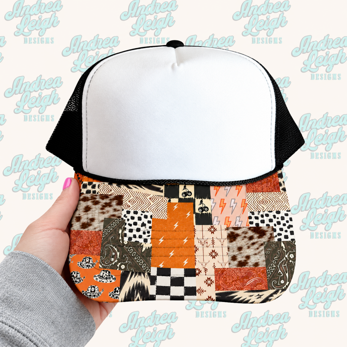Western Patchwork Hat Brim DTF Transfer