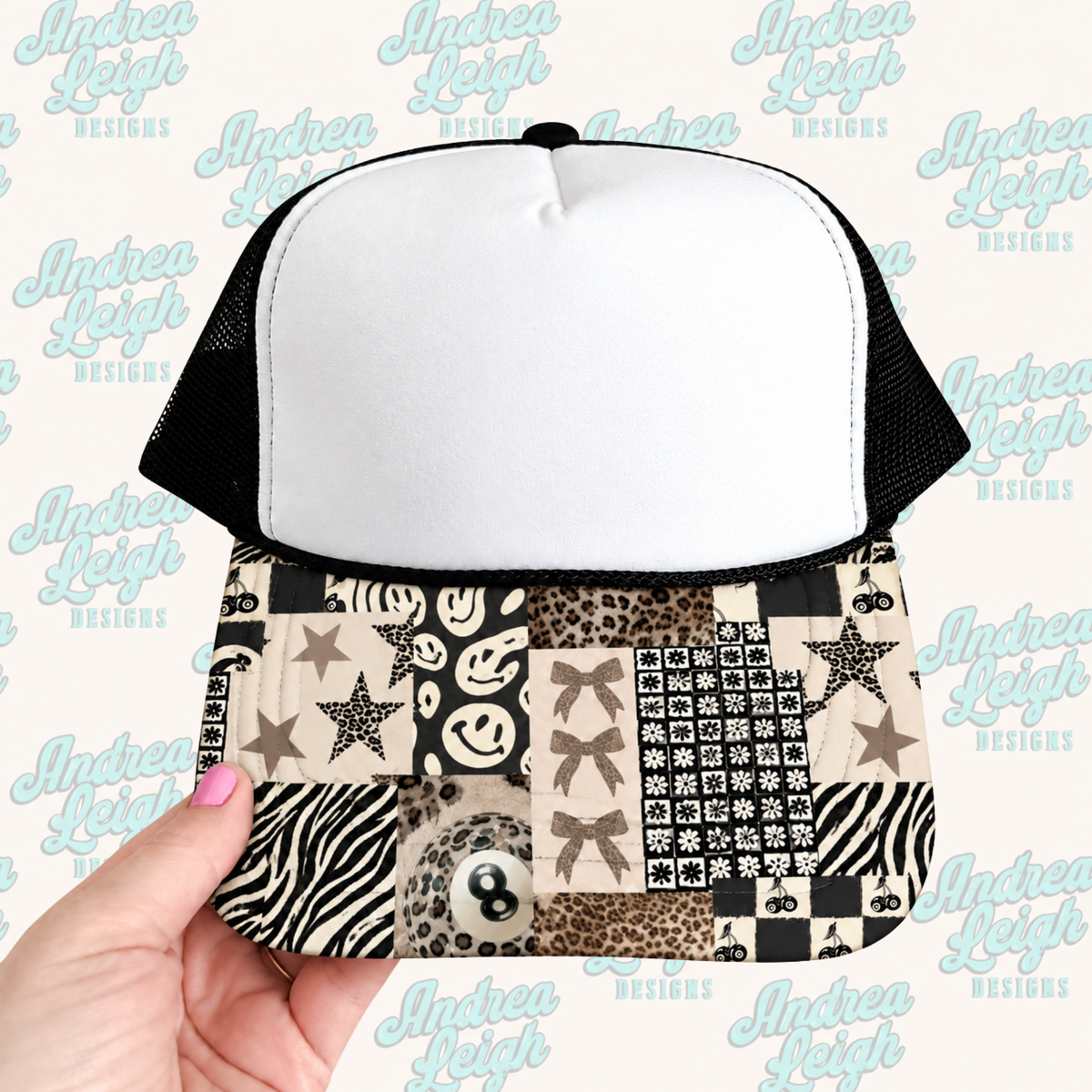 Zebra Patchwork Hat Brim DTF Transfer