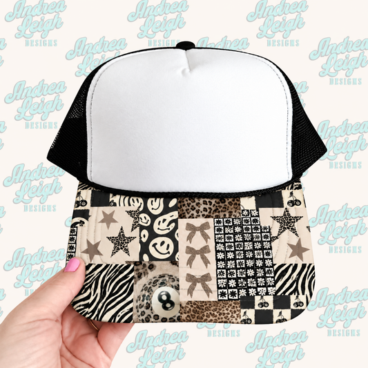 Zebra Patchwork Hat Brim DTF Transfer