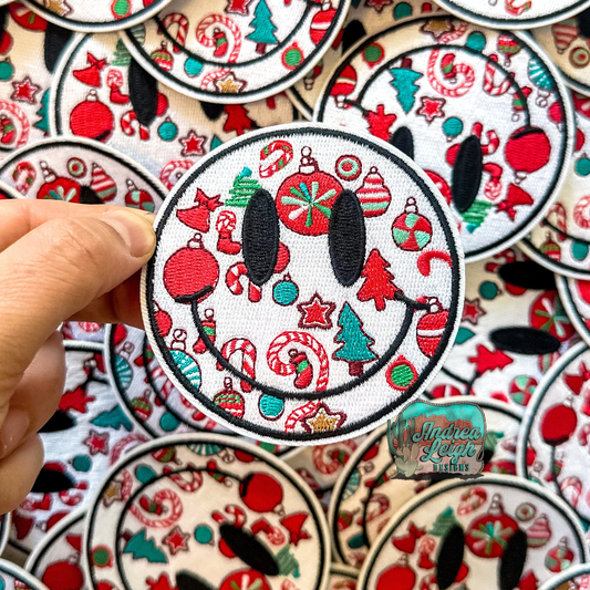 Christmas Happy Face Embroidered Patch