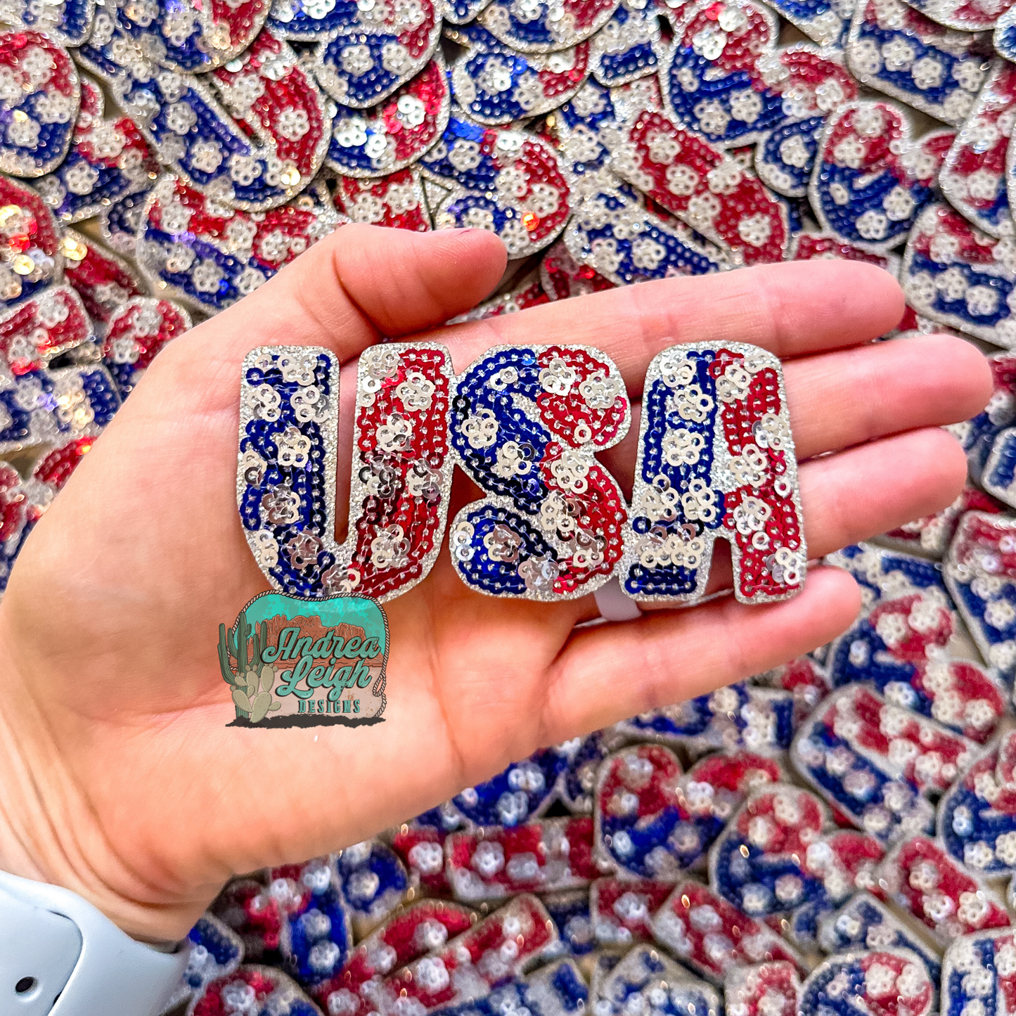 USA Sequin and Embroidered Patch