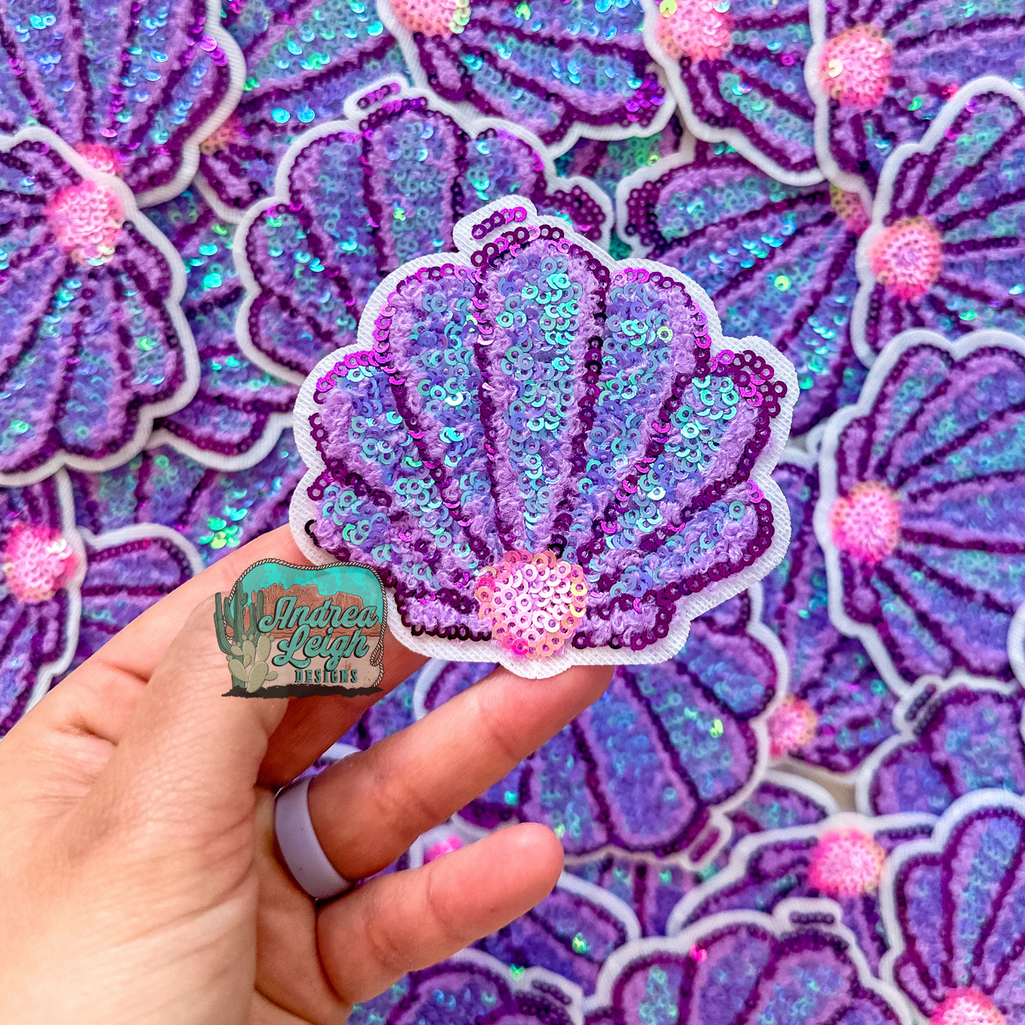 Purple Shell Embroidered Patch