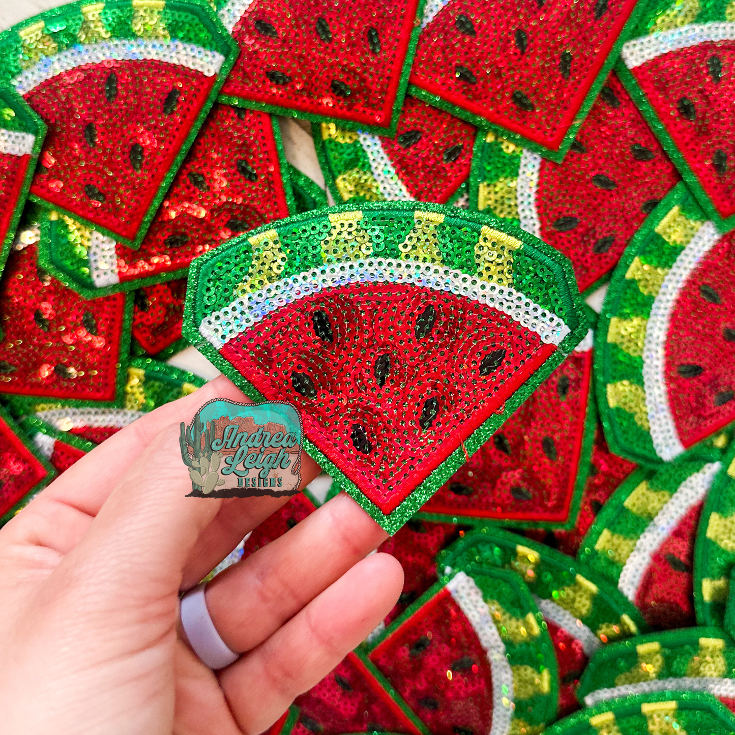 Glitter Watermelon Slice Embroidered Patch
