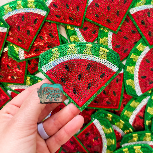 Glitter Watermelon Slice Embroidered Patch