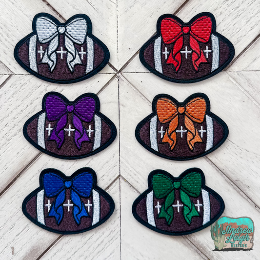 Football Bows Embroidered Patches