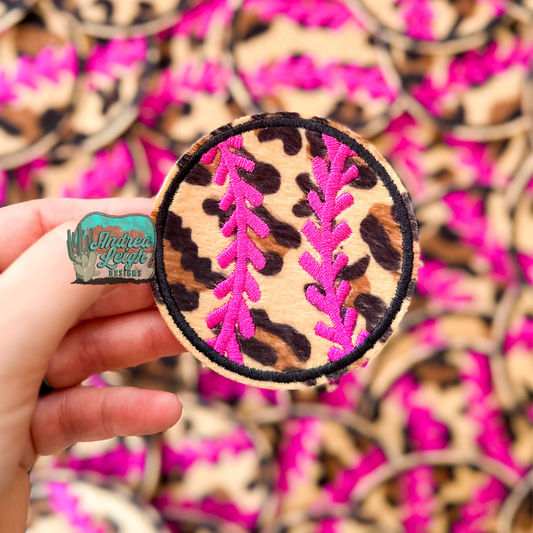 Leopard Print Baseball Embroidered Patch