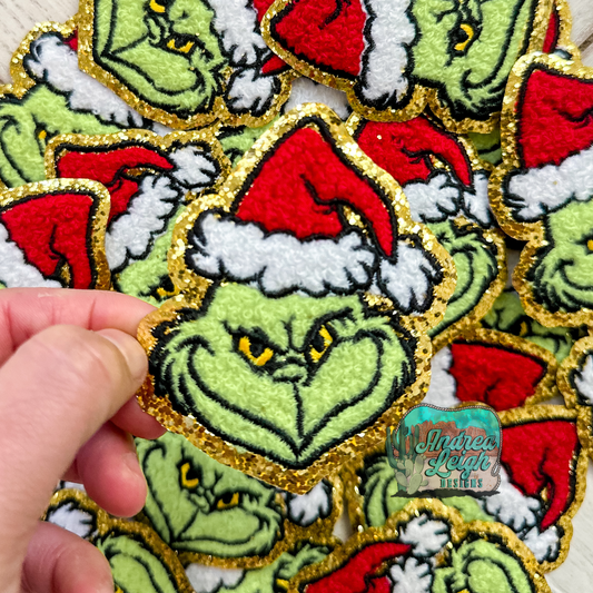 Grinch Glitter Embroidered Patch