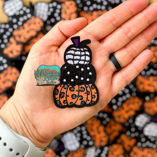 3 Tier Pumpkins Leopard Print Baseball Embroidered Patch