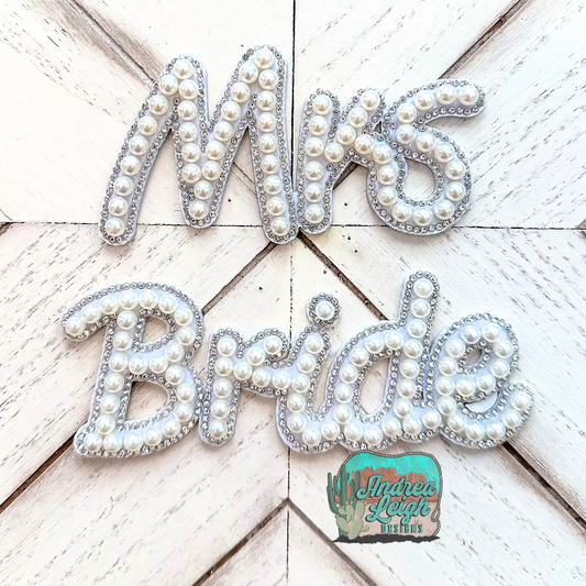 Pearl Bride & Mrs. Embroidered Patches