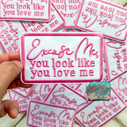 Excuse Me Pink Embroidered Patch