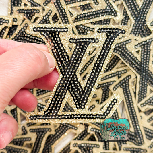 Black LV Embroidered Patch