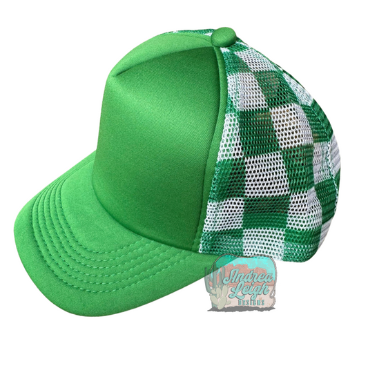 Green Checkered Trucker Hat
