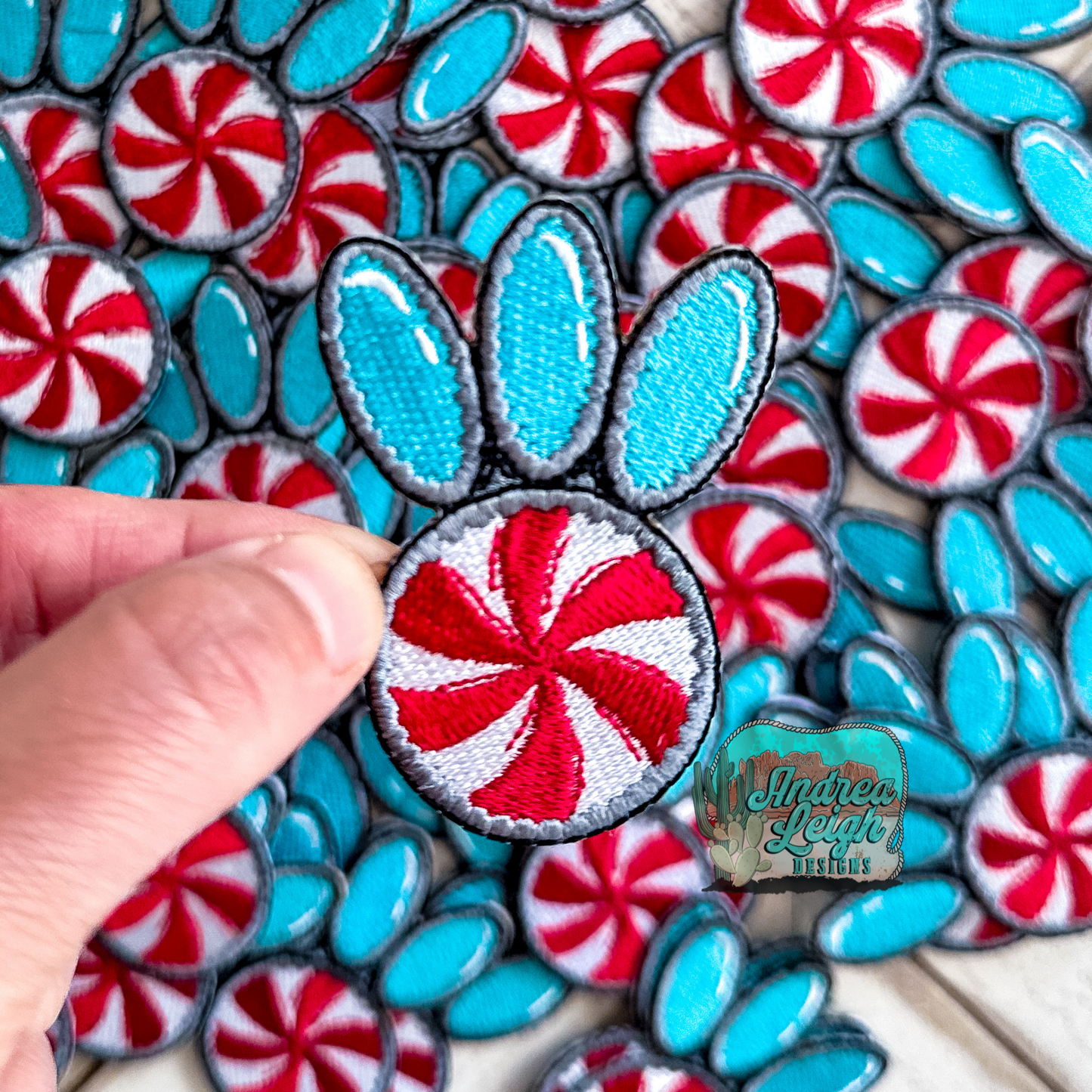 Western Turquoise Peppermint Embroidered Patch