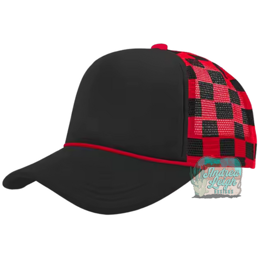 Red/Black Checkered Trucker Hat