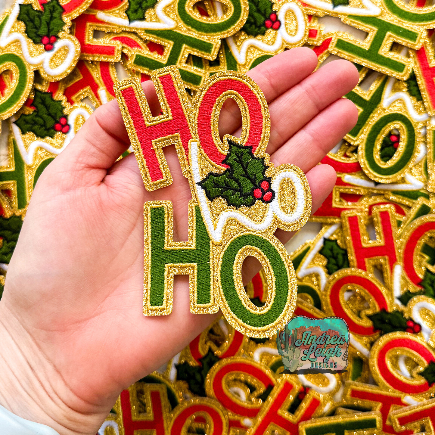 Glitter Ho Ho Ho Embroidered Patch