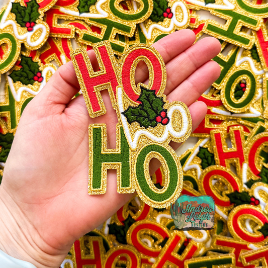 Glitter Ho Ho Ho Embroidered Patch
