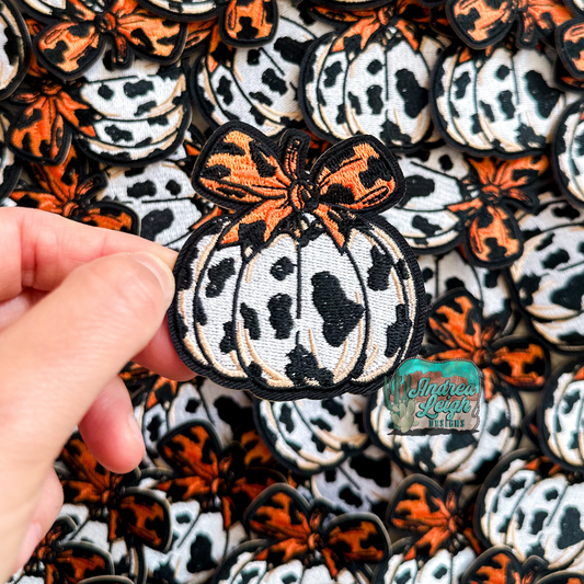 Cow Print Pumpkin Embroidered Patch
