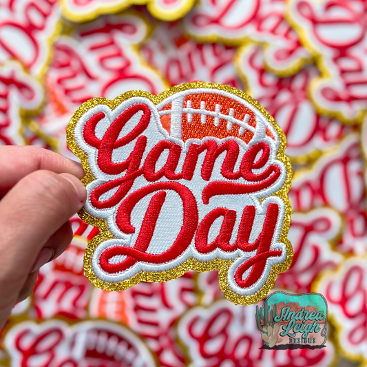 Glitter Game Day Red Embroidered Patch