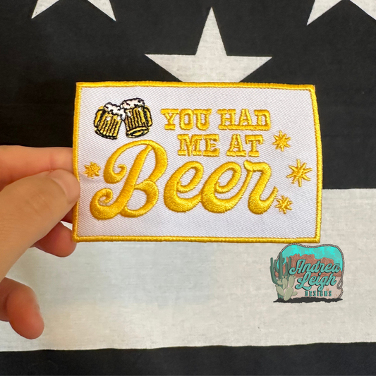 Wish You Were Beer White Embroidered Patch