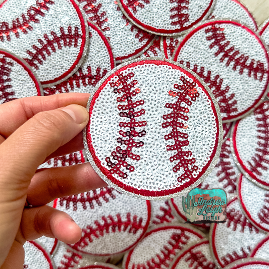 Glitter Baseball Embroidered Patch
