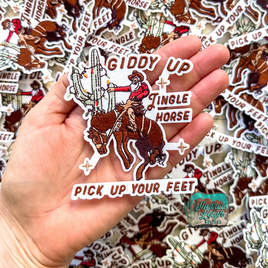 Giddy Up Jingle Horse Embroidered Patch