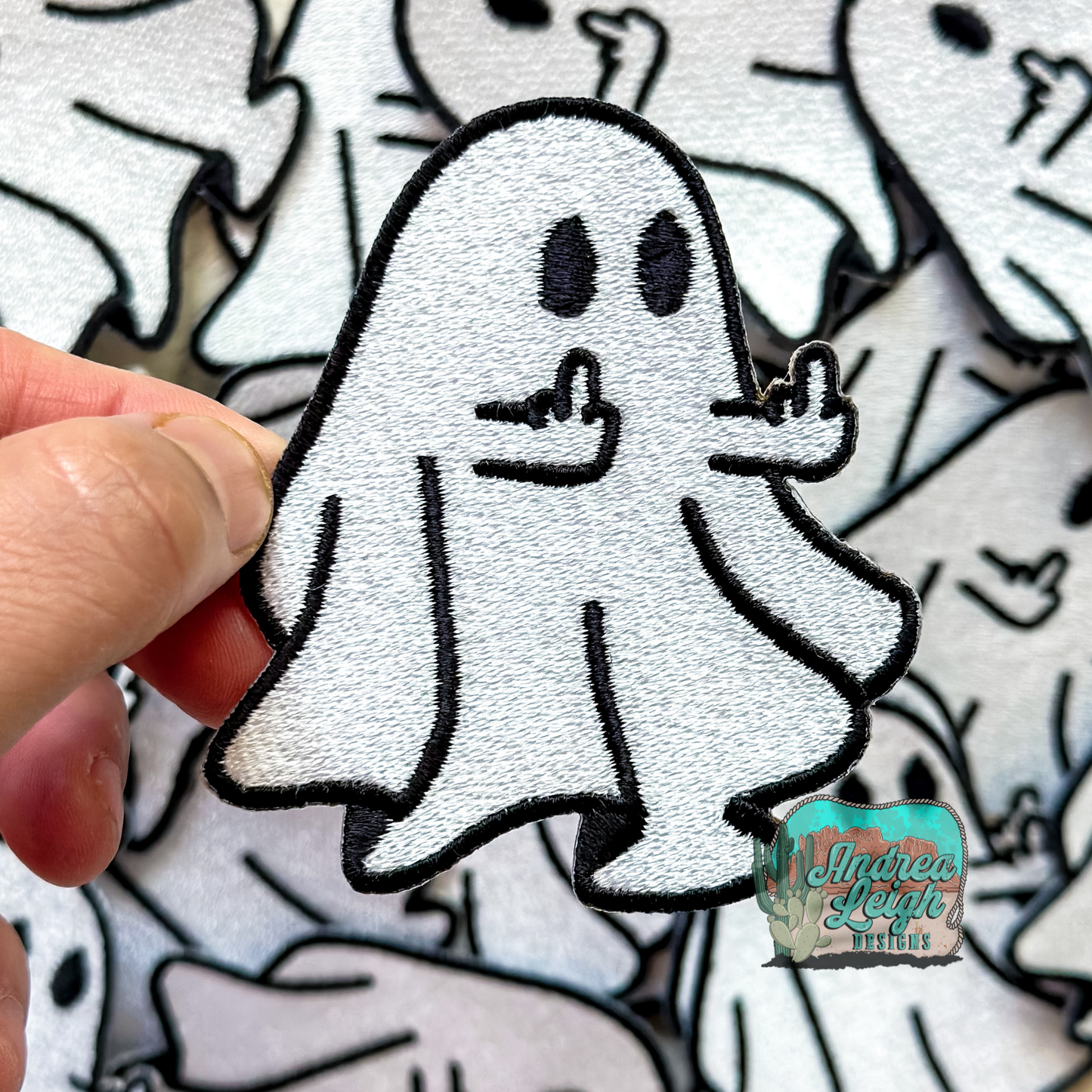 Middle Finger Ghost Embroidered Patch