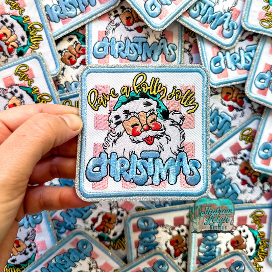 Glitter Have a Holly Jolly Christmas Embroidered Patch