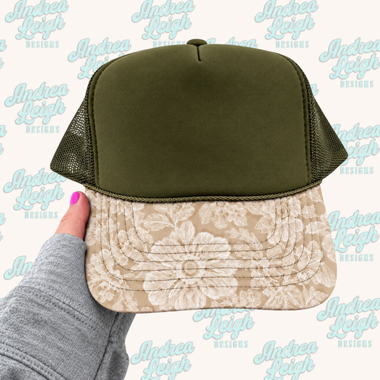 Faux White Lace Hat Brim DTF Transfer