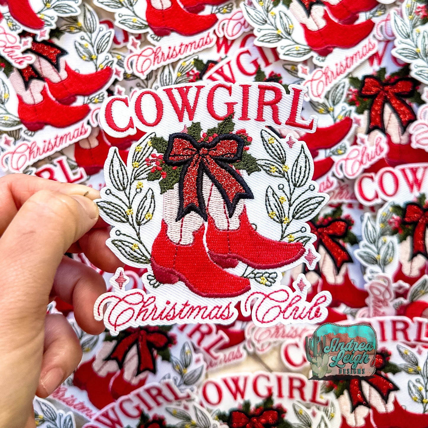 Glitter Cowgirl Christmas Club Embroidered Patch