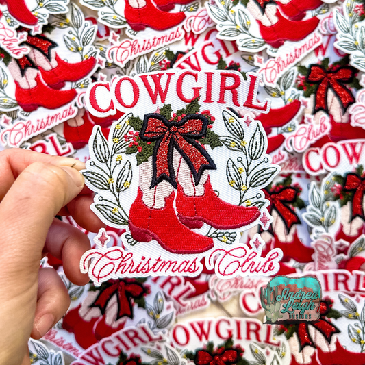 Glitter Cowgirl Christmas Club Embroidered Patch