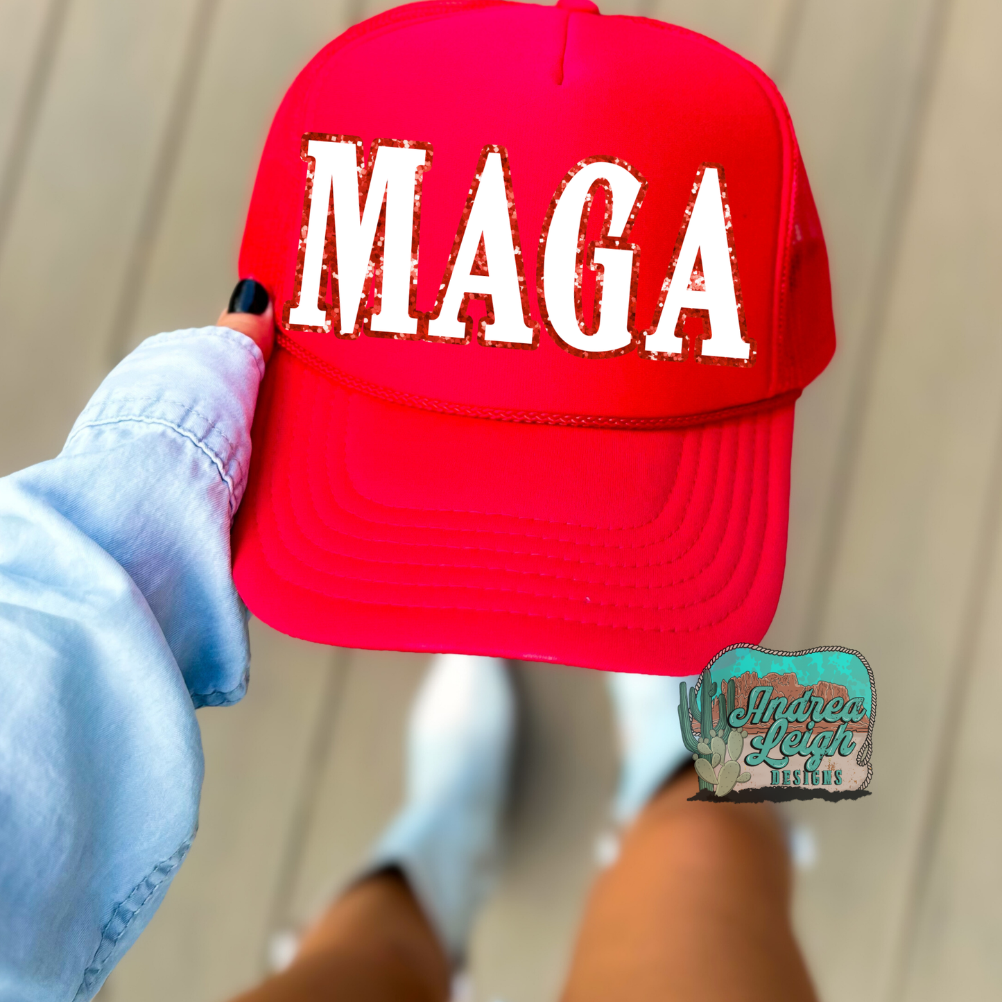 DTF Transfers MAGA Faux Glitter