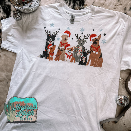 RTS Christmas Dogs T shirt