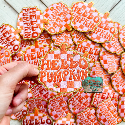 Hello Glitter Pumpkin Embroidered Patch